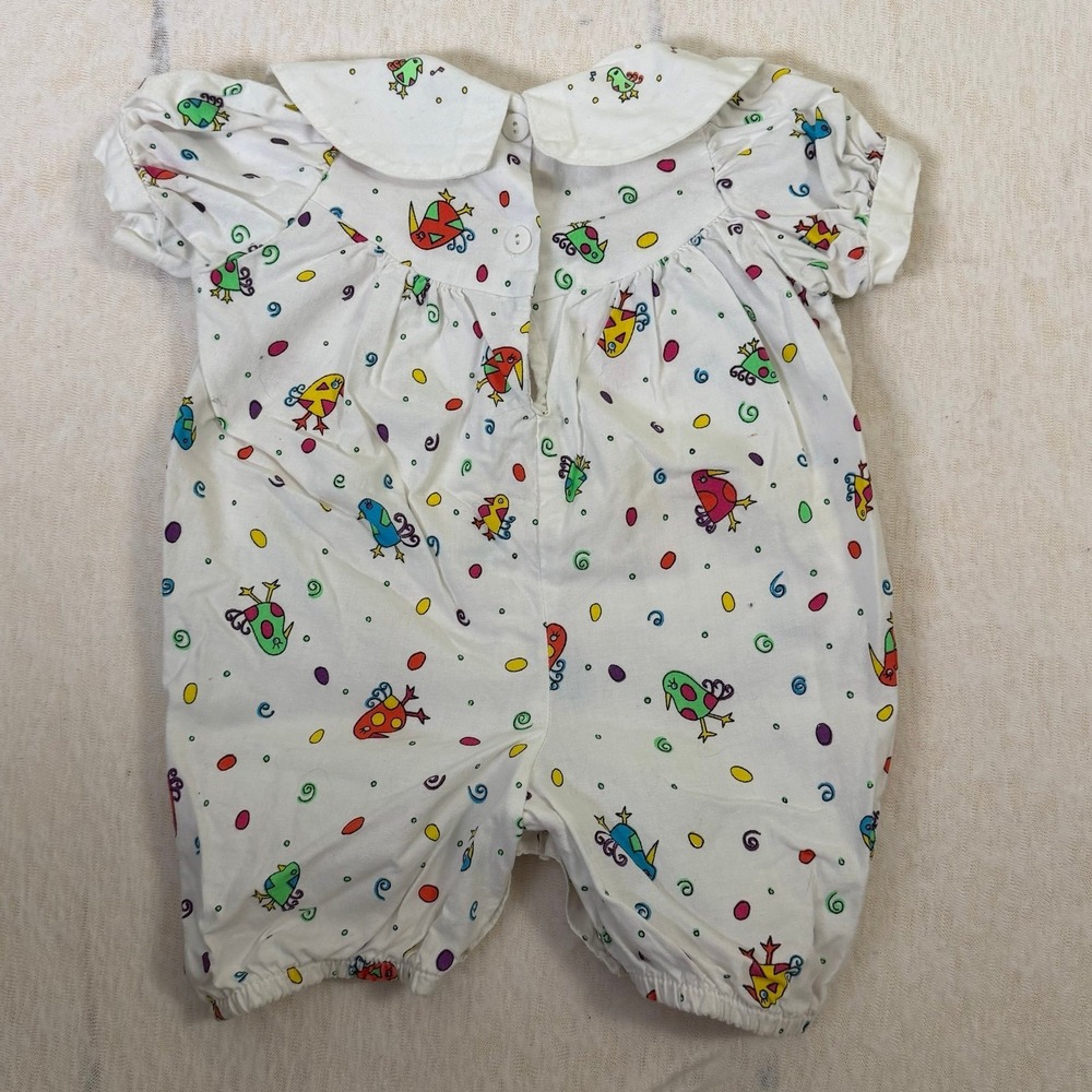 Vintage OshKosh Baby Romper 3-6 Months Birds Musical Print USA Made Bubble - Picture 5 of 8